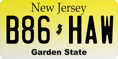 NJ license plate B86HAW