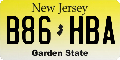 NJ license plate B86HBA