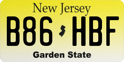 NJ license plate B86HBF