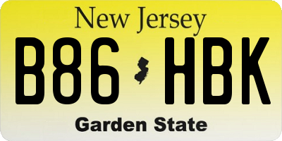 NJ license plate B86HBK