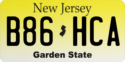 NJ license plate B86HCA