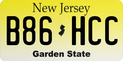 NJ license plate B86HCC