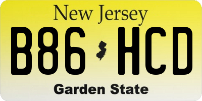 NJ license plate B86HCD