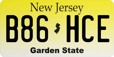 NJ license plate B86HCE