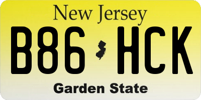 NJ license plate B86HCK