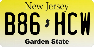 NJ license plate B86HCW