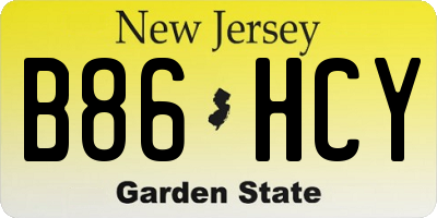 NJ license plate B86HCY