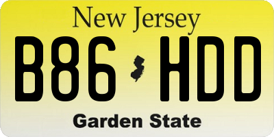 NJ license plate B86HDD
