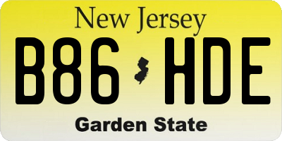 NJ license plate B86HDE
