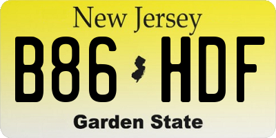 NJ license plate B86HDF