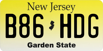 NJ license plate B86HDG