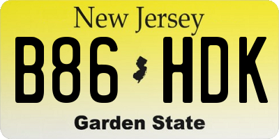 NJ license plate B86HDK