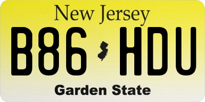 NJ license plate B86HDU