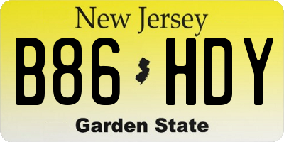 NJ license plate B86HDY