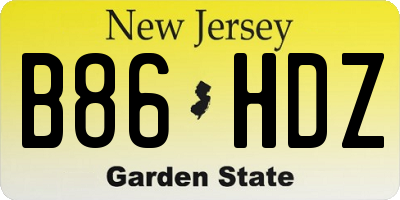 NJ license plate B86HDZ