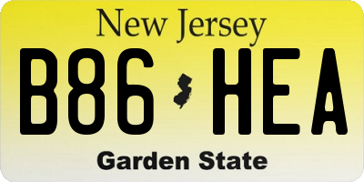 NJ license plate B86HEA