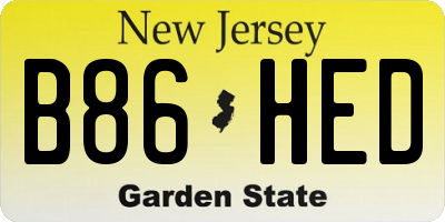 NJ license plate B86HED