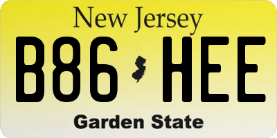 NJ license plate B86HEE