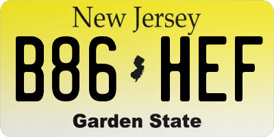 NJ license plate B86HEF