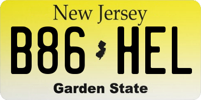 NJ license plate B86HEL