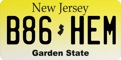 NJ license plate B86HEM