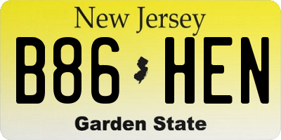 NJ license plate B86HEN