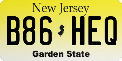 NJ license plate B86HEQ