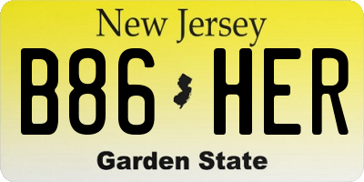 NJ license plate B86HER