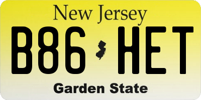 NJ license plate B86HET