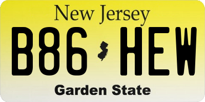 NJ license plate B86HEW