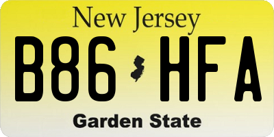 NJ license plate B86HFA