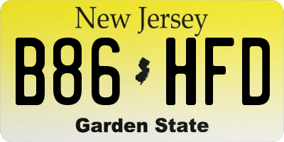 NJ license plate B86HFD