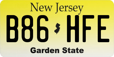 NJ license plate B86HFE