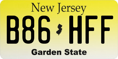 NJ license plate B86HFF