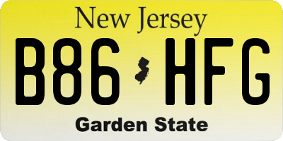 NJ license plate B86HFG