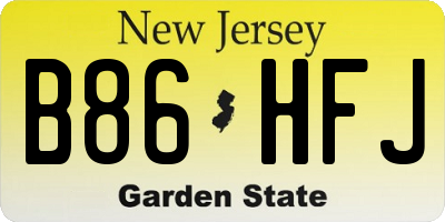 NJ license plate B86HFJ