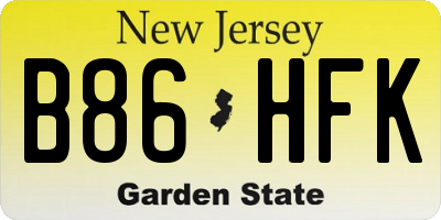 NJ license plate B86HFK