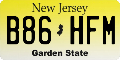 NJ license plate B86HFM