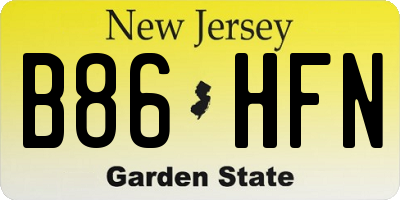 NJ license plate B86HFN
