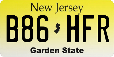 NJ license plate B86HFR