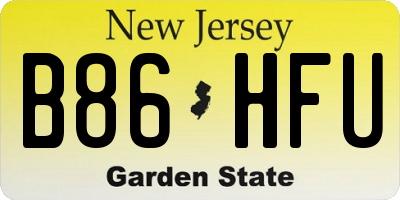 NJ license plate B86HFU