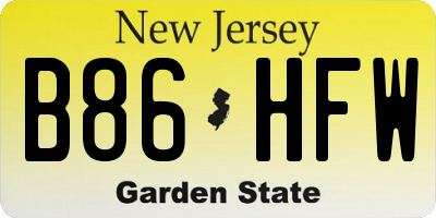 NJ license plate B86HFW