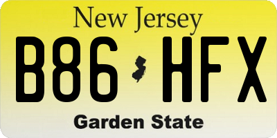 NJ license plate B86HFX