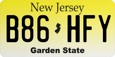 NJ license plate B86HFY