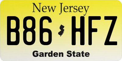 NJ license plate B86HFZ