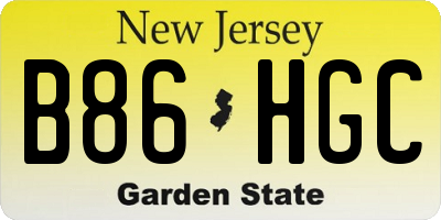 NJ license plate B86HGC