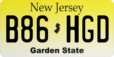NJ license plate B86HGD