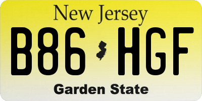NJ license plate B86HGF