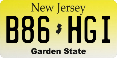 NJ license plate B86HGI
