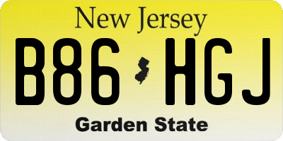 NJ license plate B86HGJ
